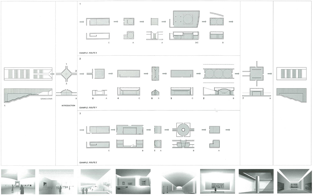 Nghiên cứu ánh sáng trong bản vẽ công trình Fondation d’Art Contemporain François Pinault, Paris (France). 2001. Kiến trúc sư: Tadao Ando.