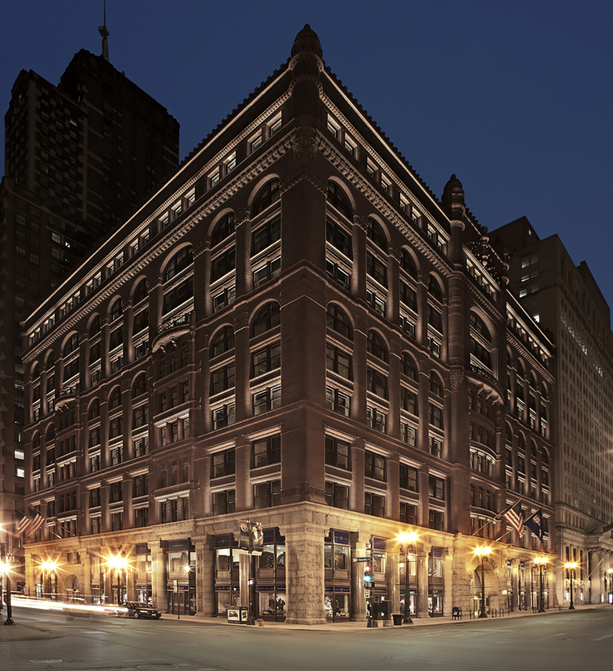 The Rookery, Chicago, Illinois, 2011. Kiến trúc: Daniel Burnham and John Wellborn Root, 1888. Thiết kế ánh sáng: Office for Visual Interaction